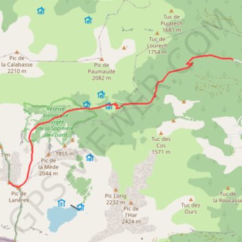Itinéraire Tuc de Bouc depuis Frechendech, distance, dénivelé, altitude, carte, profil, trace GPS