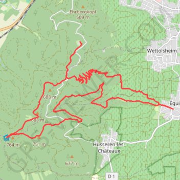 Itinéraire Eguisheim, distance, dénivelé, altitude, carte, profil, trace GPS
