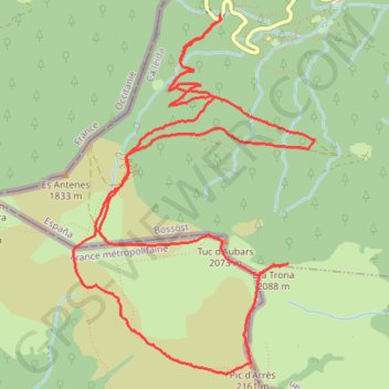 Itinéraire Pic d'Arrès et pic d'Aubas, distance, dénivelé, altitude, carte, profil, trace GPS