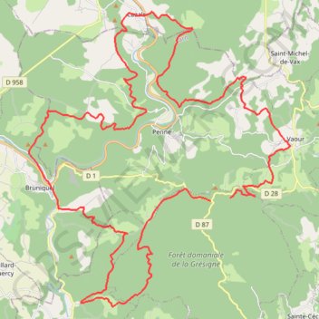 Itinéraire Gorges de l'Aveyron, distance, dénivelé, altitude, carte, profil, trace GPS