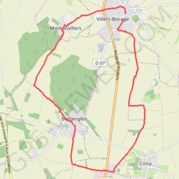 Itinéraire Villers Bocage, distance, dénivelé, altitude, carte, profil, trace GPS
