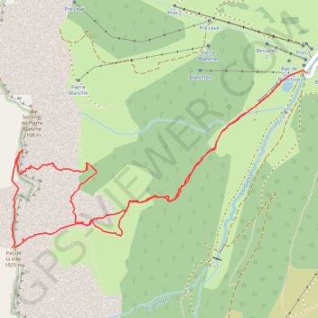 Itinéraire Pierre Blanche face Est, distance, dénivelé, altitude, carte, profil, trace GPS