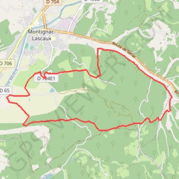 Itinéraire Montignac - Bois de la Saladis, distance, dénivelé, altitude, carte, profil, trace GPS