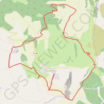 Itinéraire Azinières, les dix Cazelles, distance, dénivelé, altitude, carte, profil, trace GPS