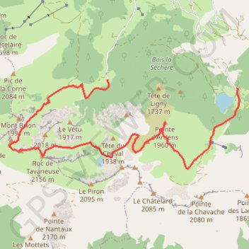 Itinéraire Roc de Tavaneuse, distance, dénivelé, altitude, carte, profil, trace GPS