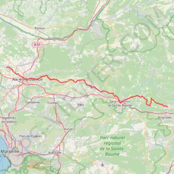 Itinéraire GR653A De Le Val (Var) à Éguilles (Bouches-du-Rhône), distance, dénivelé, altitude, carte, profil, trace GPS