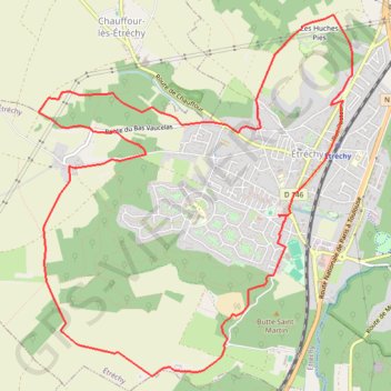 Itinéraire circuit d'Etrechy, distance, dénivelé, altitude, carte, profil, trace GPS