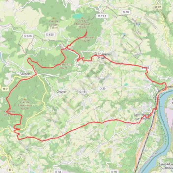 Itinéraire Sur les hauteurs de Condrieu, distance, dénivelé, altitude, carte, profil, trace GPS