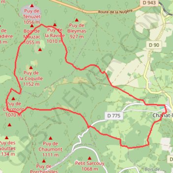 Itinéraire Rando Puys de Chopine, Coquille et Jume Chanat La Mouteyre, distance, dénivelé, altitude, carte, profil, trace GPS
