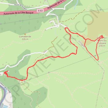 Itinéraire Le Mont du Calvaire - Kalbarioa depuis Biriatou, distance, dénivelé, altitude, carte, profil, trace GPS