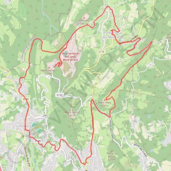Itinéraire Balade mont thou - mont verdun - limonest - mont thou, distance, dénivelé, altitude, carte, profil, trace GPS