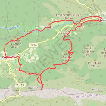 Itinéraire Padern Quéribus et Cucugnan, distance, dénivelé, altitude, carte, profil, trace GPS