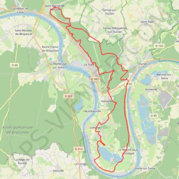 Itinéraire Les deux abbayes - Jumièges, distance, dénivelé, altitude, carte, profil, trace GPS