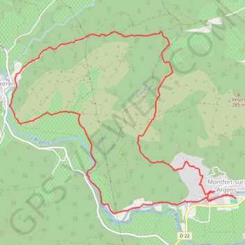 Itinéraire De Montfort à Correns, distance, dénivelé, altitude, carte, profil, trace GPS