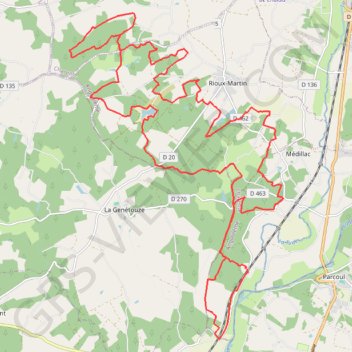 Itinéraire Rioux Martin 36 kms, distance, dénivelé, altitude, carte, profil, trace GPS