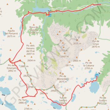 Itinéraire Mar, Vidals, Tort, Morto, Subenuix depuis le refuge Josep Maria Blanc, distance, dénivelé, altitude, carte, profil, trace GPS