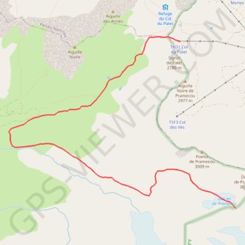Itinéraire Pramecou Ouest, distance, dénivelé, altitude, carte, profil, trace GPS