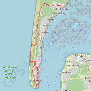 Itinéraire Tour du bassin d'Arcachon à pied jour 8, distance, dénivelé, altitude, carte, profil, trace GPS