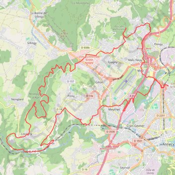 Itinéraire Annecy VTT, distance, dénivelé, altitude, carte, profil, trace GPS