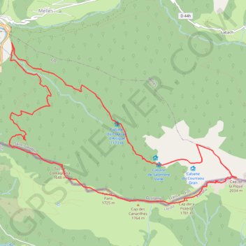 Itinéraire Cap de la Pique : Depuis la douane de Melles, distance, dénivelé, altitude, carte, profil, trace GPS