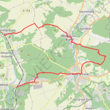 Itinéraire Randonnée autour de Milly-La-Forêt (77), distance, dénivelé, altitude, carte, profil, trace GPS