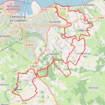 Itinéraire Tollevastaise, distance, dénivelé, altitude, carte, profil, trace GPS