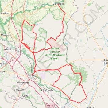 Itinéraire Desierto de las Bardenas Reales (gran circuito), distance, dénivelé, altitude, carte, profil, trace GPS