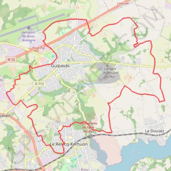 Itinéraire De l'Elorn à la Penfeld, distance, dénivelé, altitude, carte, profil, trace GPS