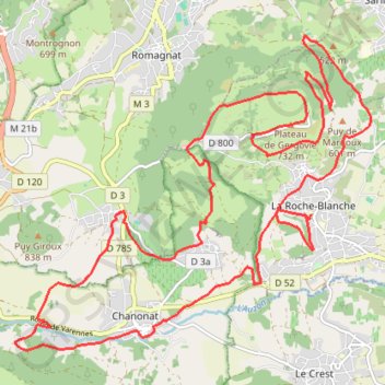 Itinéraire Plateau de Gergovie, distance, dénivelé, altitude, carte, profil, trace GPS