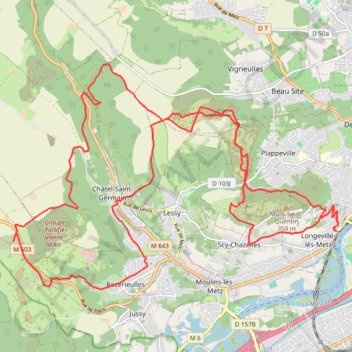 Itinéraire Saint-Quentin - Rozerieulles, distance, dénivelé, altitude, carte, profil, trace GPS