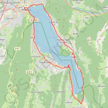 Itinéraire Tour du lac d'Annecy, distance, dénivelé, altitude, carte, profil, trace GPS