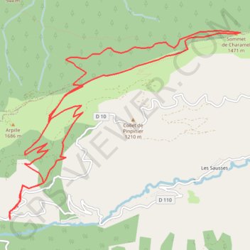 Itinéraire Crète de Charamel, distance, dénivelé, altitude, carte, profil, trace GPS