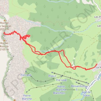 Itinéraire Roche Rousse Couloir Est (Vercors), distance, dénivelé, altitude, carte, profil, trace GPS