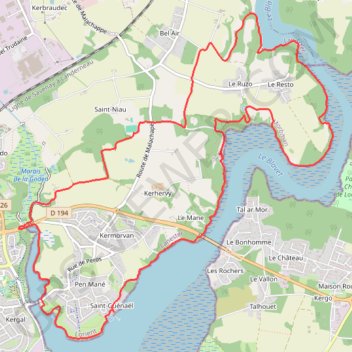 Itinéraire Lanester, circuit du cimetière à bateaux de Kerhervy, distance, dénivelé, altitude, carte, profil, trace GPS