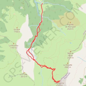Itinéraire La Goenne, face SW, distance, dénivelé, altitude, carte, profil, trace GPS