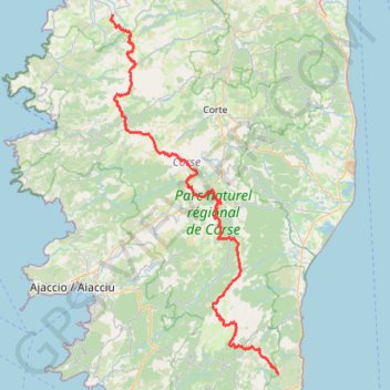 Itinéraire gr20-4204154, distance, dénivelé, altitude, carte, profil, trace GPS
