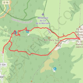 Itinéraire Madres depuis Odelló, distance, dénivelé, altitude, carte, profil, trace GPS