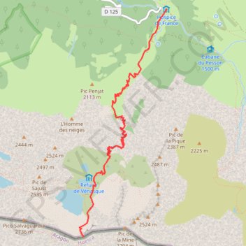 Itinéraire Refuge et Port de Venasque, distance, dénivelé, altitude, carte, profil, trace GPS