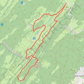 Itinéraire Crêt de la Neuve, distance, dénivelé, altitude, carte, profil, trace GPS