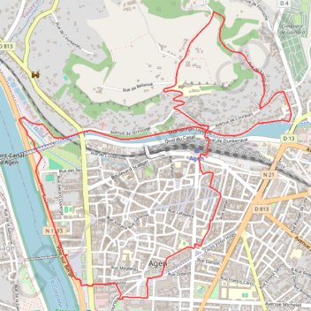 Itinéraire La ville d'Agen, vue du coteau de l'Ermitage - Pays de l'Agenais, distance, dénivelé, altitude, carte, profil, trace GPS