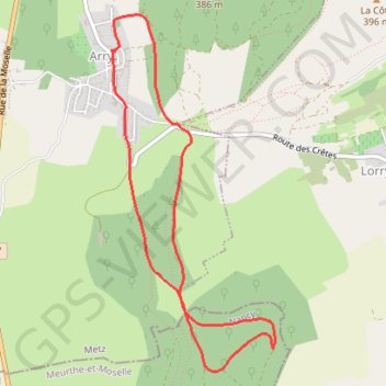 Itinéraire Arry (57), distance, dénivelé, altitude, carte, profil, trace GPS