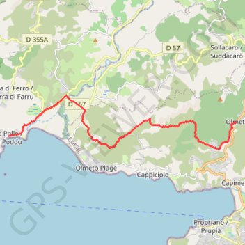 Itinéraire Mare e Monti Sud - De Porto Pollo à Olmeto, distance, dénivelé, altitude, carte, profil, trace GPS