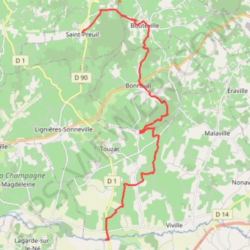 Itinéraire T23.1-Saint-Preuil à La Roche, distance, dénivelé, altitude, carte, profil, trace GPS