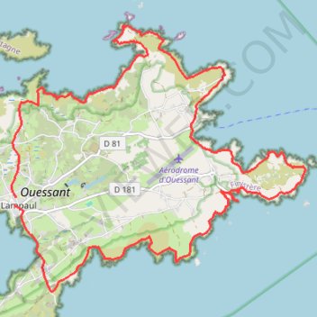 Itinéraire Ouessant par la côte Est, distance, dénivelé, altitude, carte, profil, trace GPS
