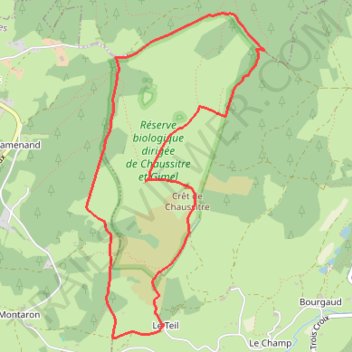 Itinéraire MD - ValadonChaussitre, distance, dénivelé, altitude, carte, profil, trace GPS