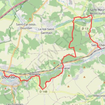 Itinéraire Dourdan - Saint-Chéron, distance, dénivelé, altitude, carte, profil, trace GPS