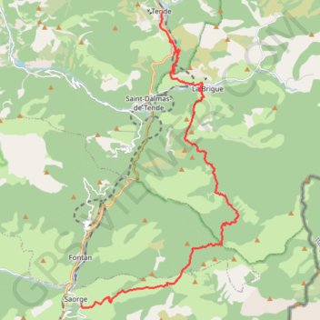 Itinéraire GR52A Tende - Saorge, distance, dénivelé, altitude, carte, profil, trace GPS
