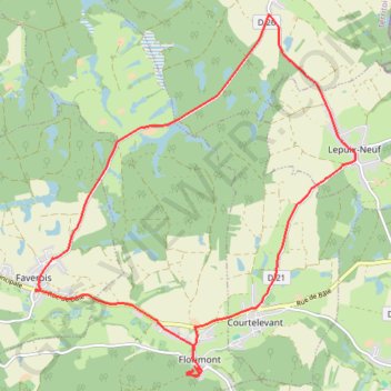 Itinéraire Les étangs du Sundgau, distance, dénivelé, altitude, carte, profil, trace GPS