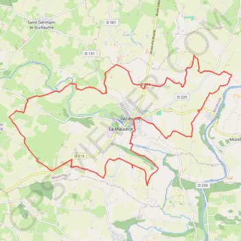 Itinéraire Andouillé, distance, dénivelé, altitude, carte, profil, trace GPS