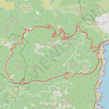 Itinéraire Rando dans l'Estérel, distance, dénivelé, altitude, carte, profil, trace GPS